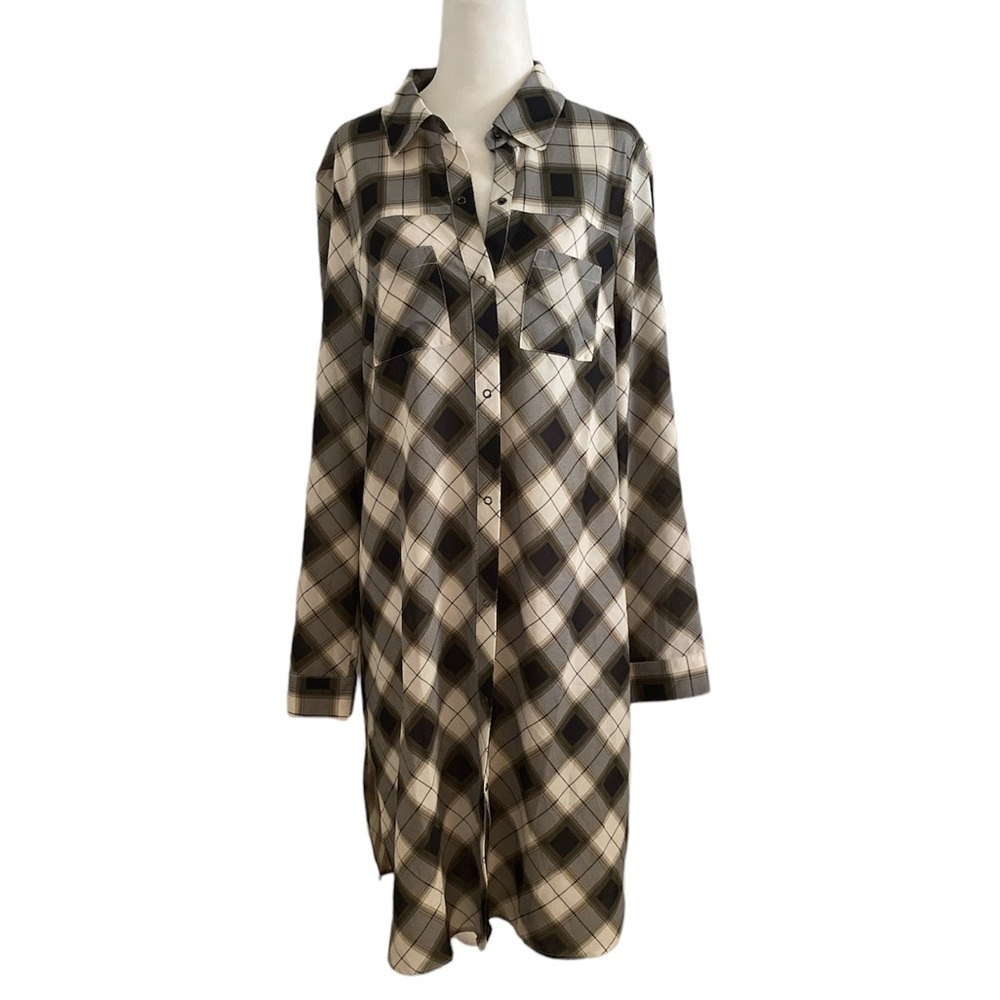 NWOT PrAna plaid button down long shirt or dress